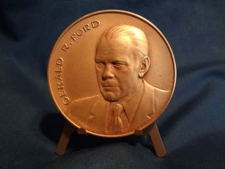 Rare Gerald Ford 25k Gold On.  999 Pure Silver Official Pres.  Inaugural Medal photo