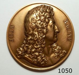 French Bronze Commemorative Jean Racine Medal photo