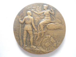 Bronze Art Nouveau Medal By A.  Marey - Shooting Award - Female Allegory photo