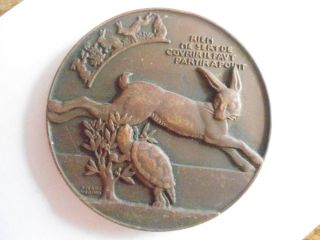 Bronze Medal By Jean Vernon - Jean De La Fontaine Fable 