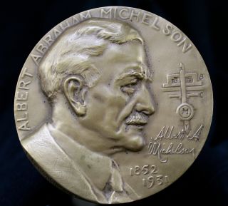1973 Uncirculated Albert A.  Michelson Hall Of Fame Bronze 76mm Medal photo