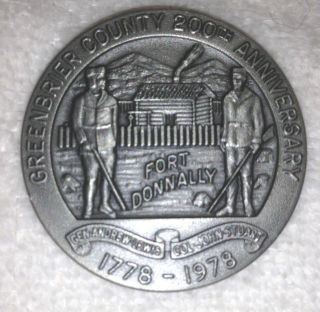 Roger Williams Antique Pewter Greenbrier County 200th Anniversary 1778 - 1978 Coin photo
