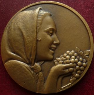 Art Deco French Gilded Bronze Medal By G.  Contaux photo