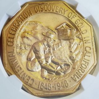 1948 California Gold Discovery Slug Facsimile Medal - Hk497 - Ms66 Ngc - Token photo