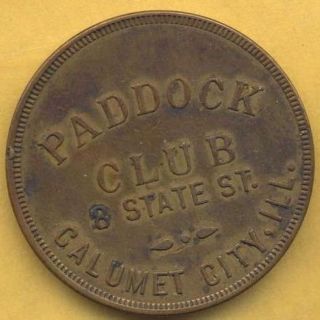 Vintage Paddock Club,  Calumet City,  Illinois,  Good For $1.  00 In Drinks Token. photo