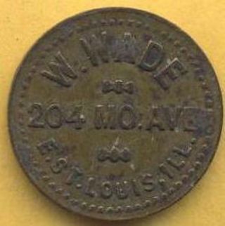 Vintage W.  Wade,  St.  Louis,  Illinois,  Good For 5 Cents In Trade Token. photo