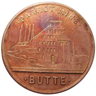 Montana Token - 1896 Parrot Mine,  Butte,  Mt Hk - 734b Medal,  Copper Mining History photo