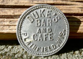 1900 Plainfield Wisconsin Wi.  (tiny Oasis,  Waushara Co) Dukes Bar 10c Va Token photo