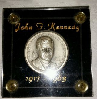 John F.  Kennedy Jfk.  999 Pure Silver Memorial Medal 1964 Scarce Menconi photo