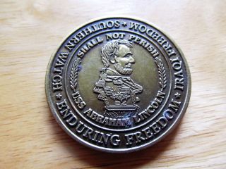 Uss Abraham Lincoln Enduring Freedom Large 50mm Commemorative Bronze Medal photo