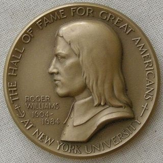 Roger Williams Hall Of Fame For Great Americans Medal,  1963 By Robert A.  Weinman photo
