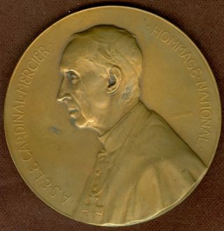 1914 Belgium Medal In Honor Of Cardinal Mercier,  By J.  Jourdain photo