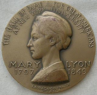 Mary Lyon Hall Of Fame For Great Americans Medal,  1967 By Fraser And Gruppe photo