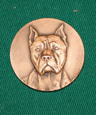 Dog Medal Boxer.  Dog Contest Award Signed M De Greef photo