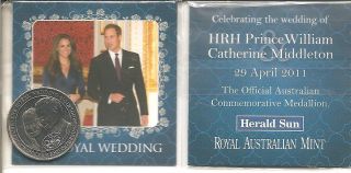 Royal Wedding Australian Commemorative Medallion Prince William Kate 2011 photo