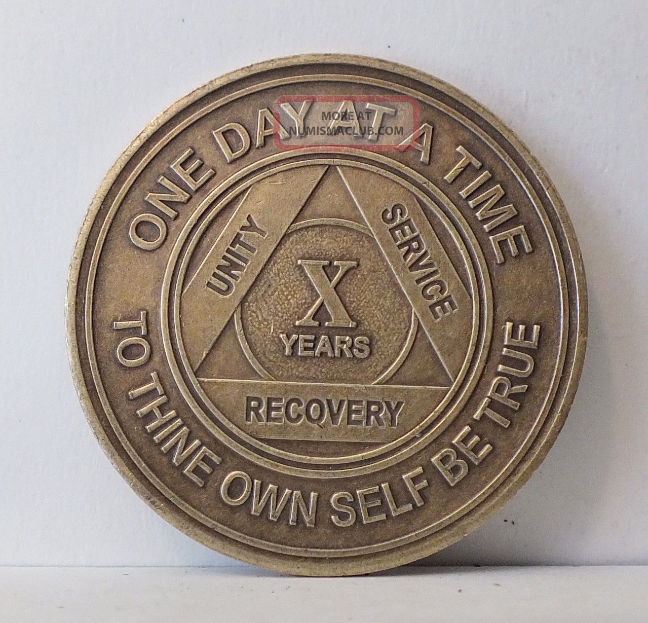 Alcoholic 10 Year Recovery - One Day Chip - Medallion Coin Medal Token Aa Anonymous Exonumia photo