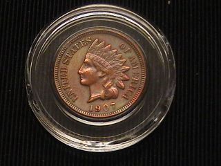 1907 - P - Indian Head Cent Clear In Case Dark Red & Brown Ef/au photo