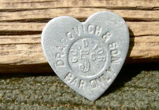 Ca 1900 Mount Olive Illinois Il Early Heart Shaped Dragovich & Son Bar Only Tokn photo
