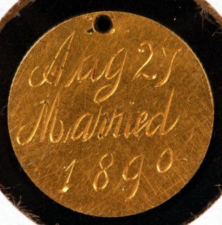 1856 Type 3 $1 Gold Dollar Converted To Love/wedding Token - photo