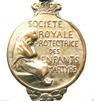 Child Protection Society - Splendid Antique Art Medal Pendant Signed Samuel photo