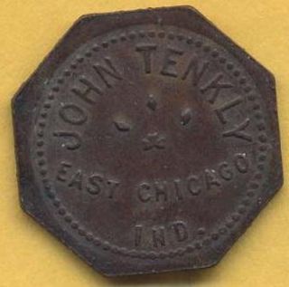 Vintage John Tenkly,  East Chicago,  Indiana 5 Cents In Trade Token. photo