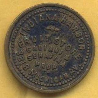 Vintage Galiani & Serafina,  Indiana Harbor,  Indiana 5 Cents In Trade Token. photo