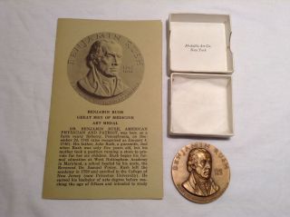 Great Men Of Medicine Art Medal - Benjamin Rush - Medallic Art Co.  N.  Y.  - photo
