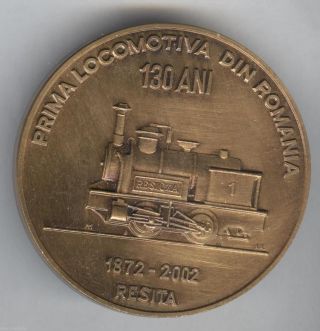 Romania Cfr Romanian Railways First Locomotive Resicza Desk Medal 1872 - 2002 photo