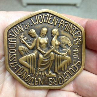 Rare 1930s Bronze National Association Of Women Painters & Sculptors Award Medal photo