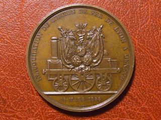 Switzerland Inauguration Of Railway Lyon Genève 16 Mars 1858 Rare Medal By Bovy photo