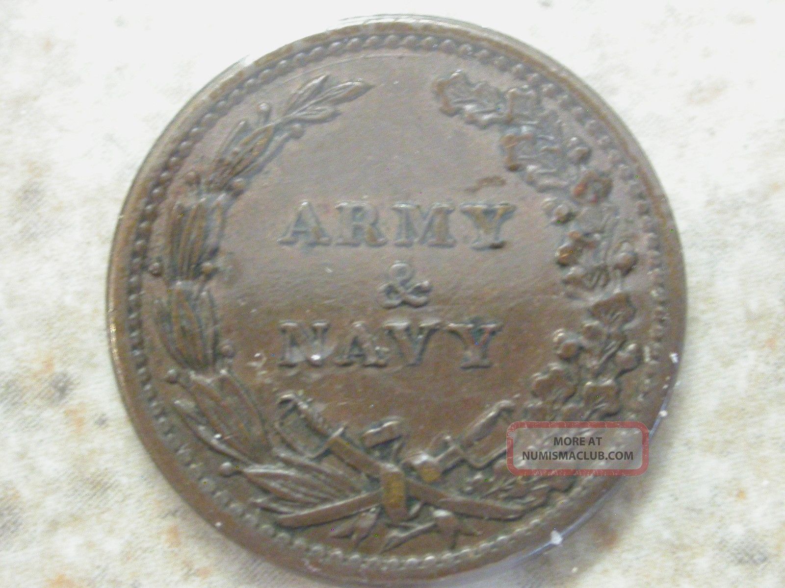 army & navy civil war token man holding sword