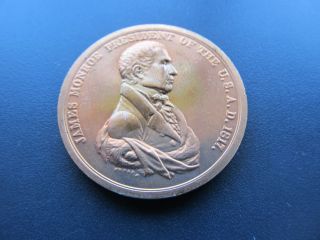 United States President James Monroe Peace & Friendship Bronzed Copper Medal 2 photo