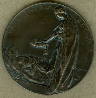 1918 Belgium Medal In Honor Of Belgium ' S Wwi Heroes,  By Josue Dupon,  Rare photo