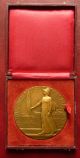 Art Deco 1922 Large French Gilded Bronze Medal By J.  Descomps With Box Exonumia photo 2
