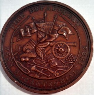 1882 Philadelphia Fire Dept Bronze Medal By Key 50mm photo