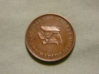 Rare 1850 ' S Merchant Token With Stove & Padlock Image - Foster & Parry photo
