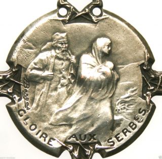 Glory To The Serbians - 1916 Antique Ww I Art Medal Pendant Signed A.  Bargas photo