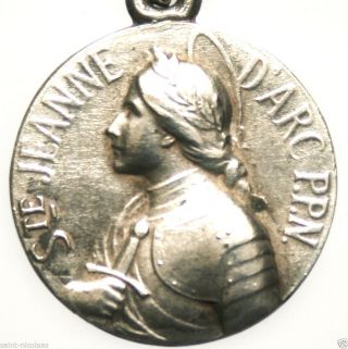 Saint Joan Of Arc - Patron Of French Soldiers - Antique Art Medal Pendant photo
