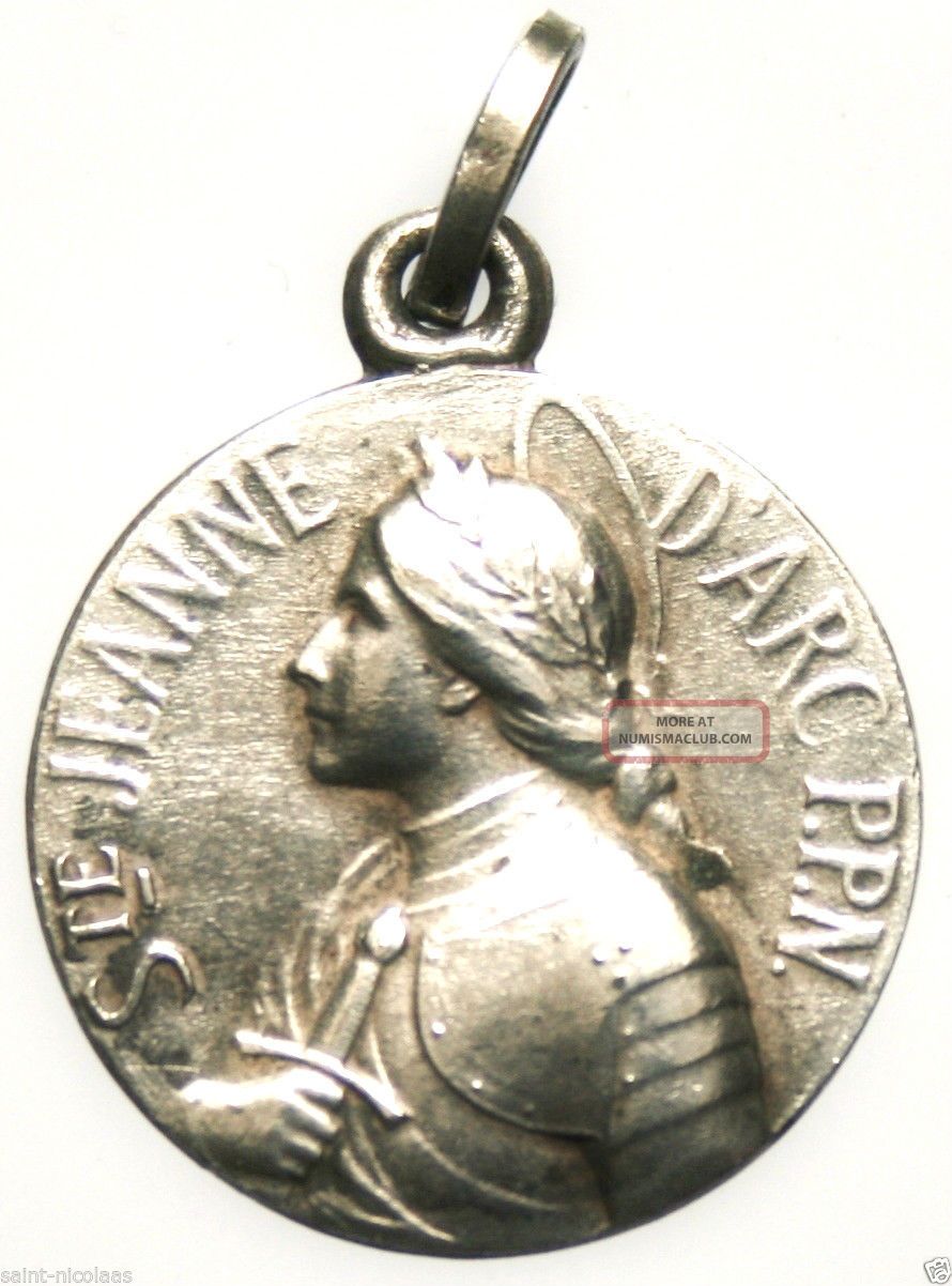 Saint Joan Of Arc Patron Of French Soldiers Antique Art Medal Pendant