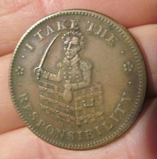 Us Hard Times Token Low 51 Andrew Jackson I Take The Responsibility 1837 Vf (,) photo