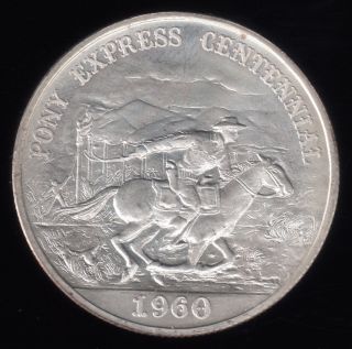 1960 Rare Pony Express Centennial Commemorative Silver Medal photo