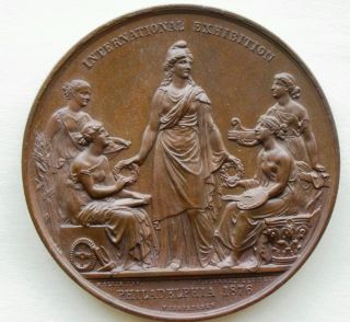 1876 Philadelphia Exhibition Washington Copper Medal 52mm Diameter photo