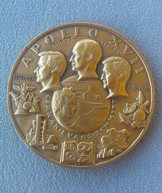 1972 Bronze Apollo Xvii Medal - Last Lunar Landing. photo