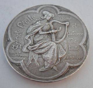 1930 Saint Cecilia Music Award French Bronze Art Medal / St Cecile photo