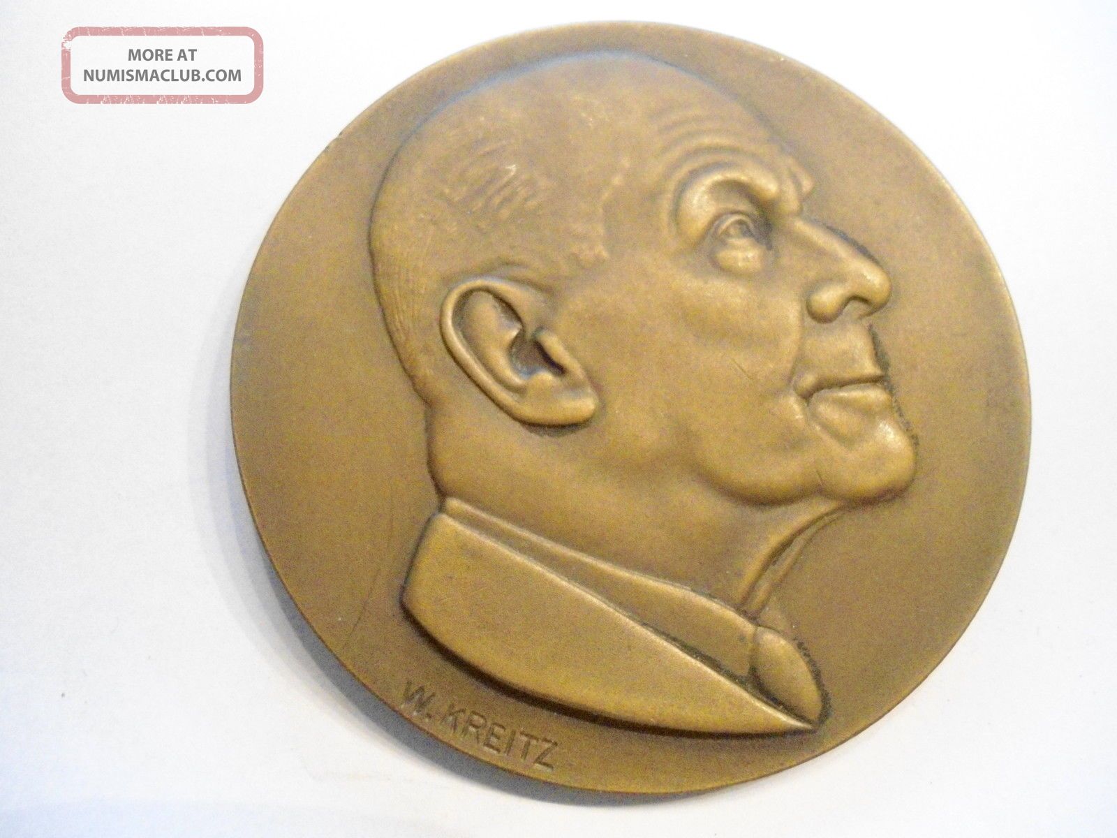 Bronze Medal By W.  Kreitz - Portrait Of Jules Meulenberghs Exonumia photo