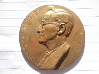 Bronze Medal By R.  Godfroid - Portrait Of Francois Van Belle 1951 photo