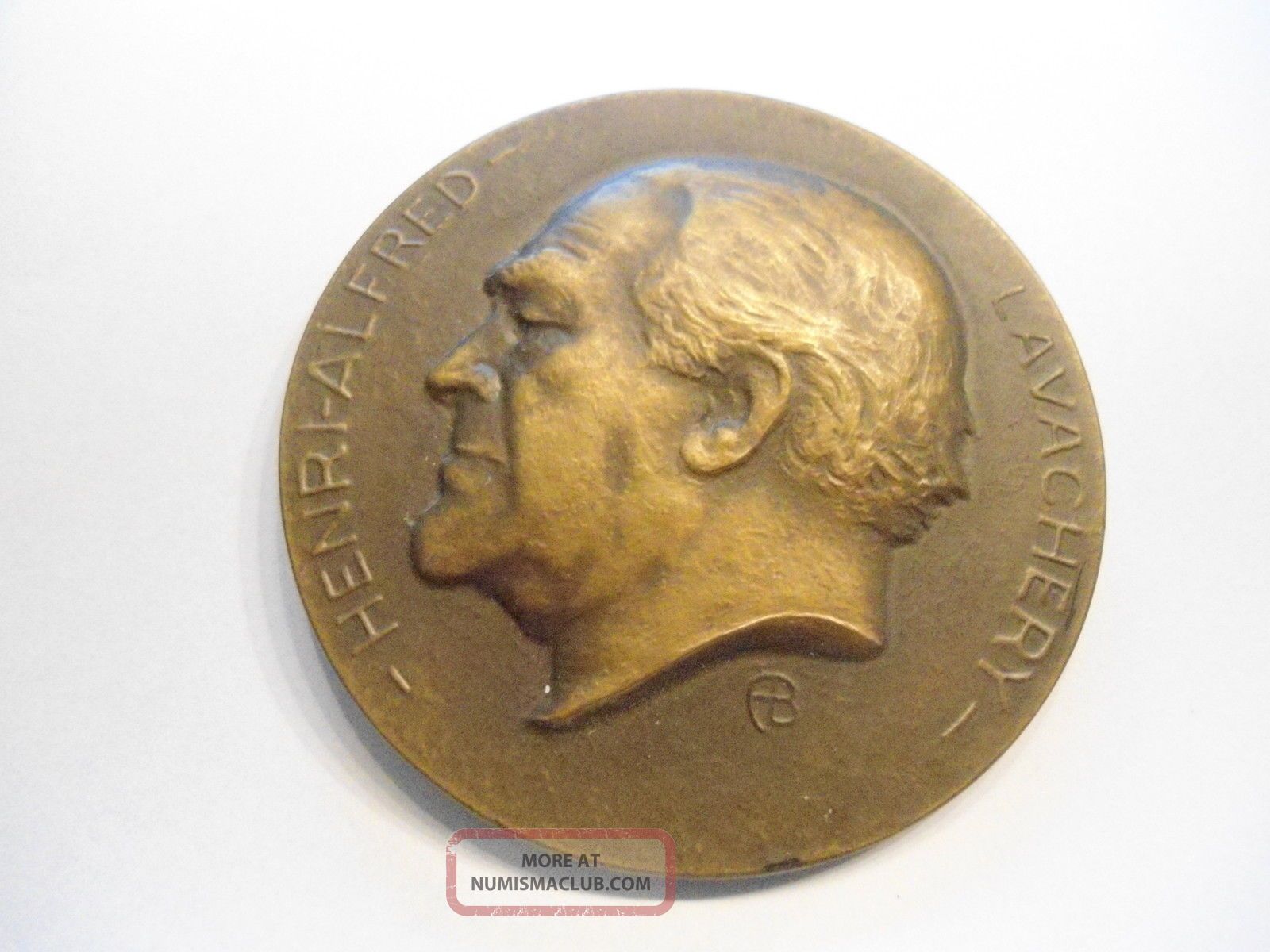 Bronze Medal - Portrait Of Henri Alfred Lavachery - 1957 - 1960 Exonumia photo
