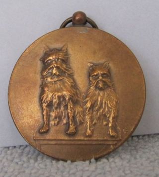 Rare Dutch Dog Medal Brussels Griffon Petit Brabancon Marked Royal Dutch Begeer photo