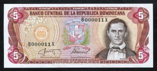 Dominican Republic 1987 5 Pesos Banknote - - - Two Digit Serial No - - - - photo