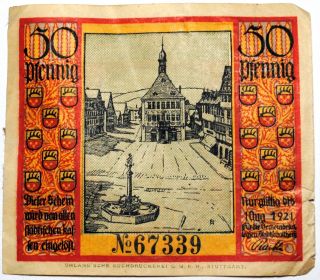 1921 50 Pfennig - Germany - Number 67339 photo